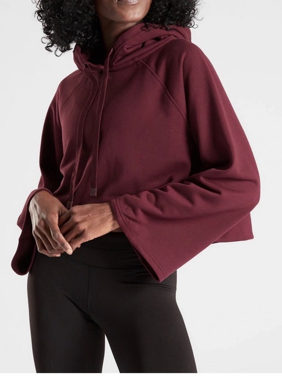 Athleta Tops - Athleta Steady State Wine Cropped Hooded Sweatshirt